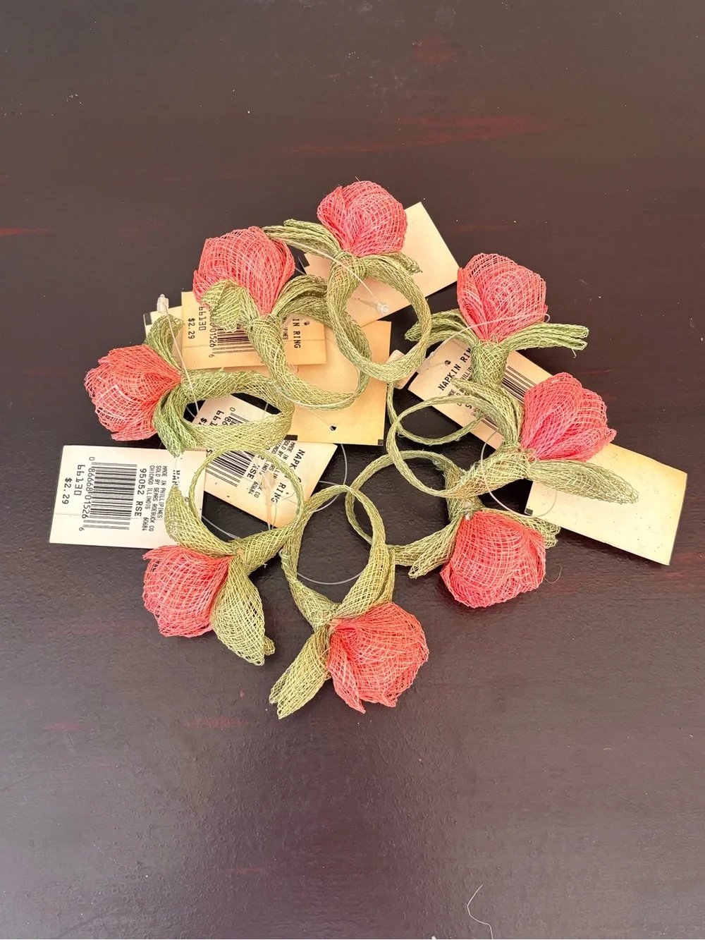 Sears, Roebuck & Co Vintage Floral Rose Napkin Rings set of 8